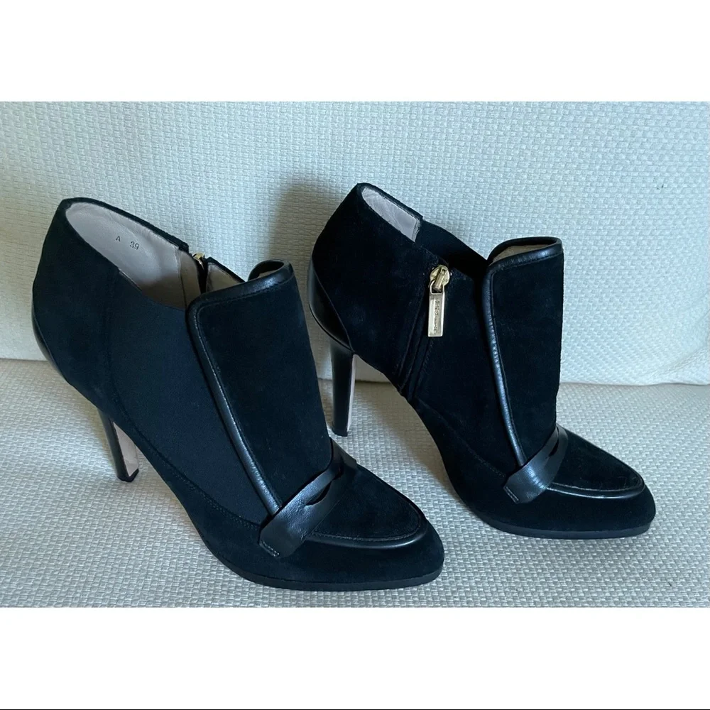 L.K. BENNETT Suede Leather Black Booties Shoes Size 39
